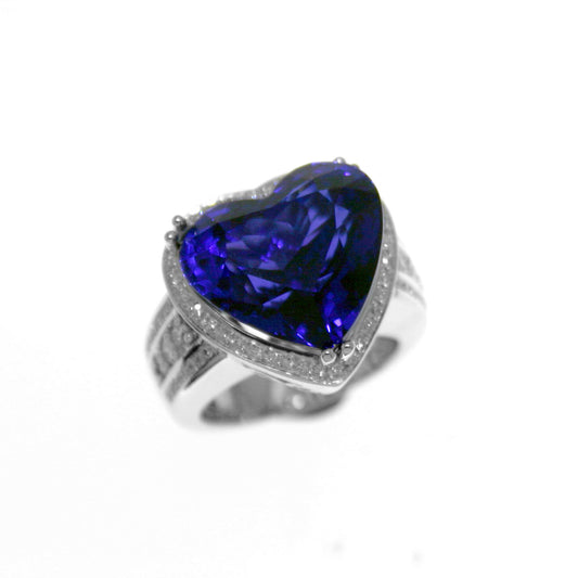 Gold TANZANITE and Diamond Ring