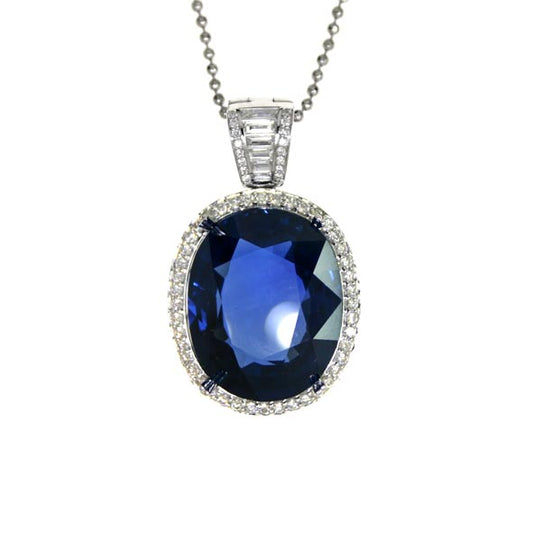 Gold Sapphire And Diamond Pendant