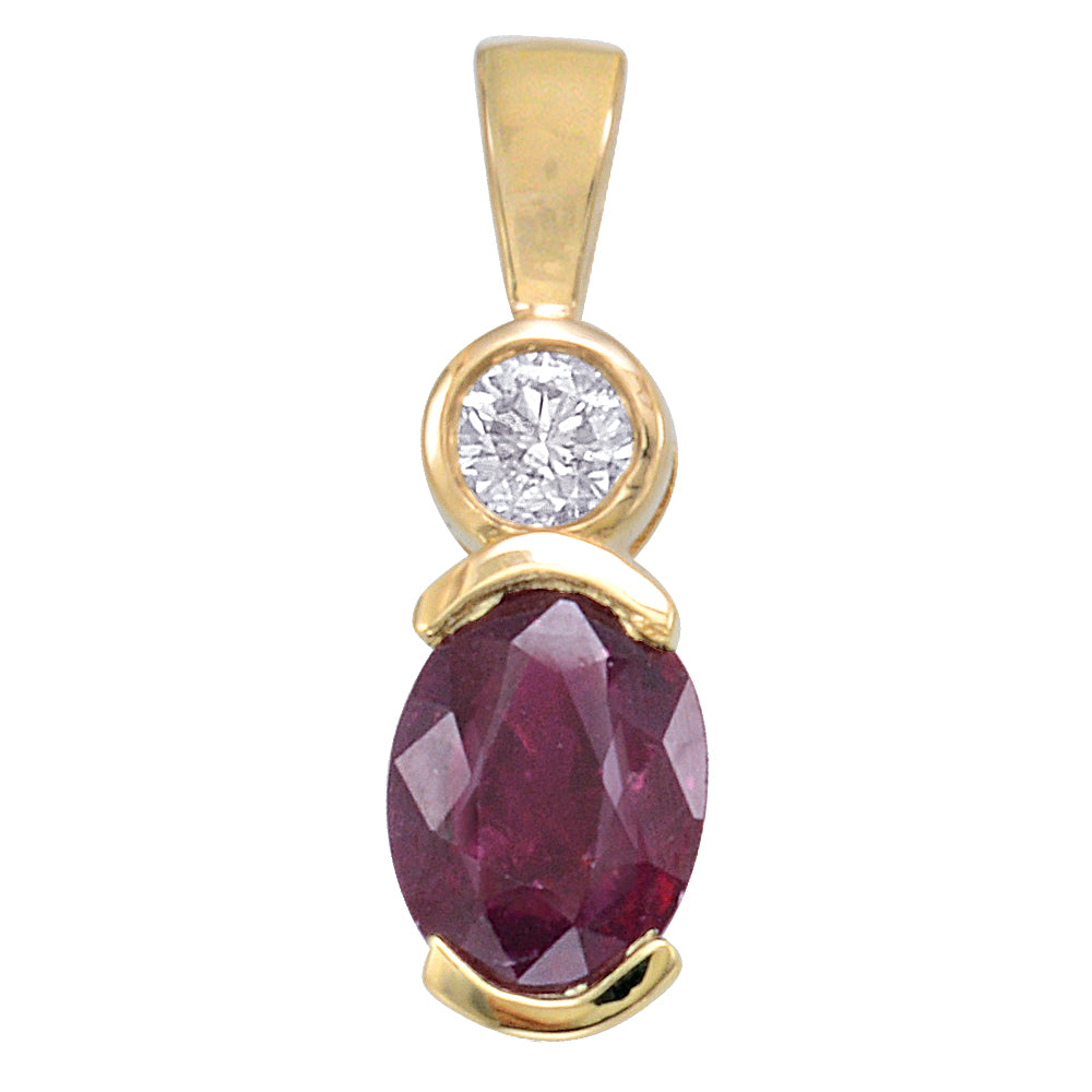 Gold Ruby And Diamond Pendant