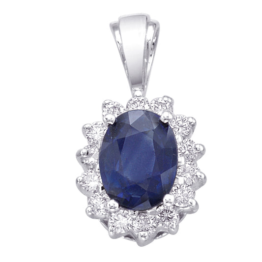 Gold Sapphire And Diamond Pendant