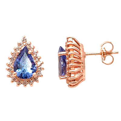 Gold TANZANITE and Diamond Earrings