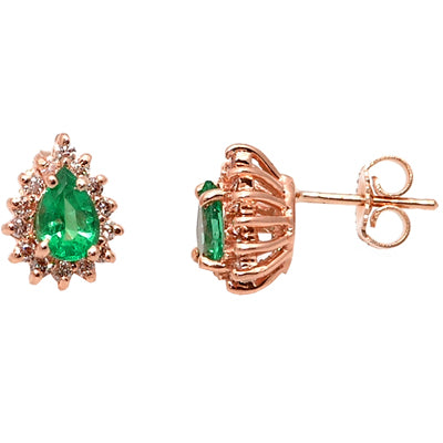 Gold emerald and Diamond Earring