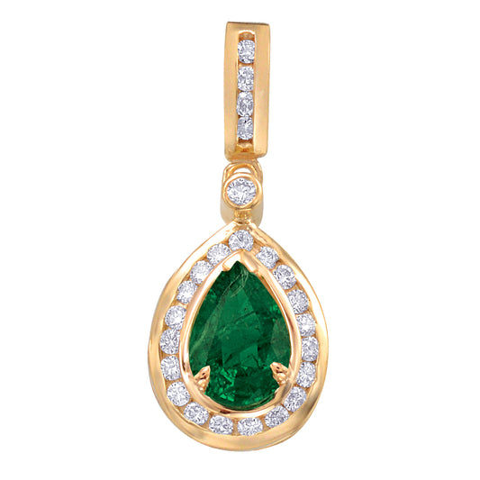 Gold Emerald and Diamond Pendant