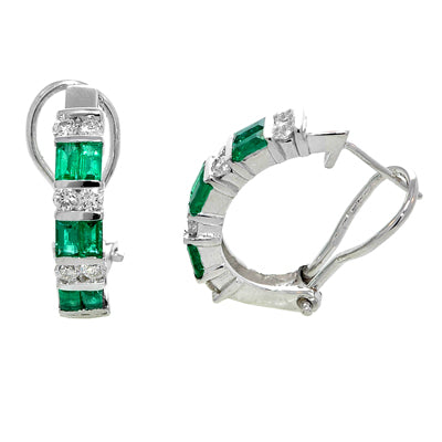 Gold emerald and Diamond Earring
