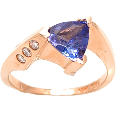 Gold TANZANITE and Diamond Ring