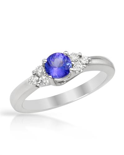 Gold TANZANITE and Diamond Ring