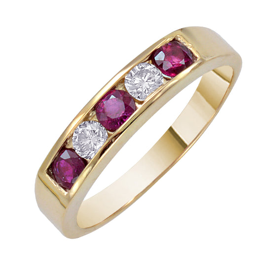 Gold Ruby and Diamond Ring