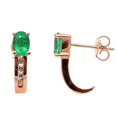 Gold emerald and Diamond Earring