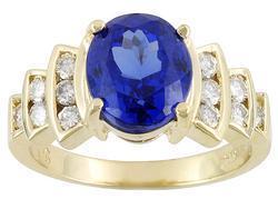 Gold TANZANITE and Diamond Ring