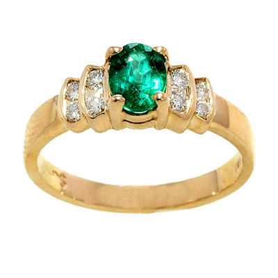 Gold Emerald and Diamond Ring