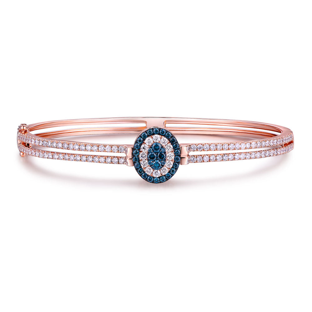 Flip White Gold Bangle with Brown and Blue Diamond