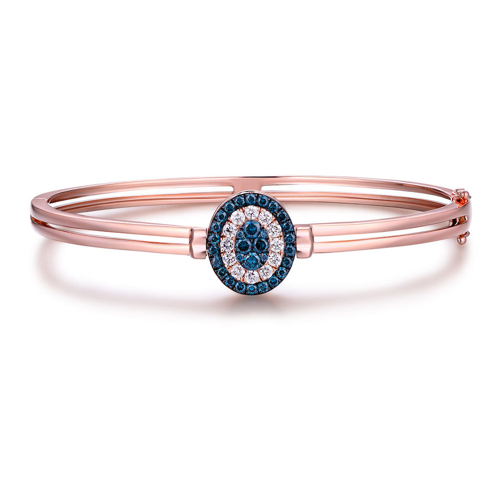 Flip Rose Gold Bangle with Blue and White Diamond