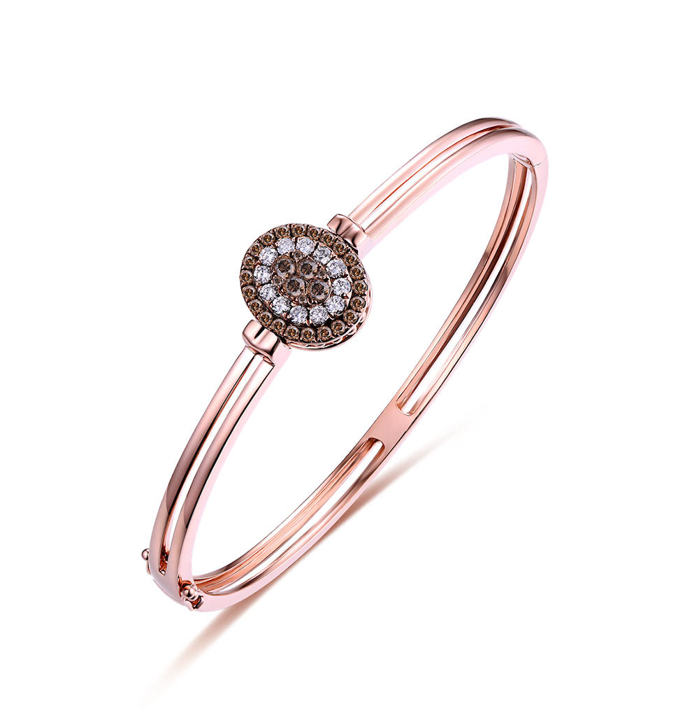 Flip Rose Gold Bangle with Brown and White Diamond