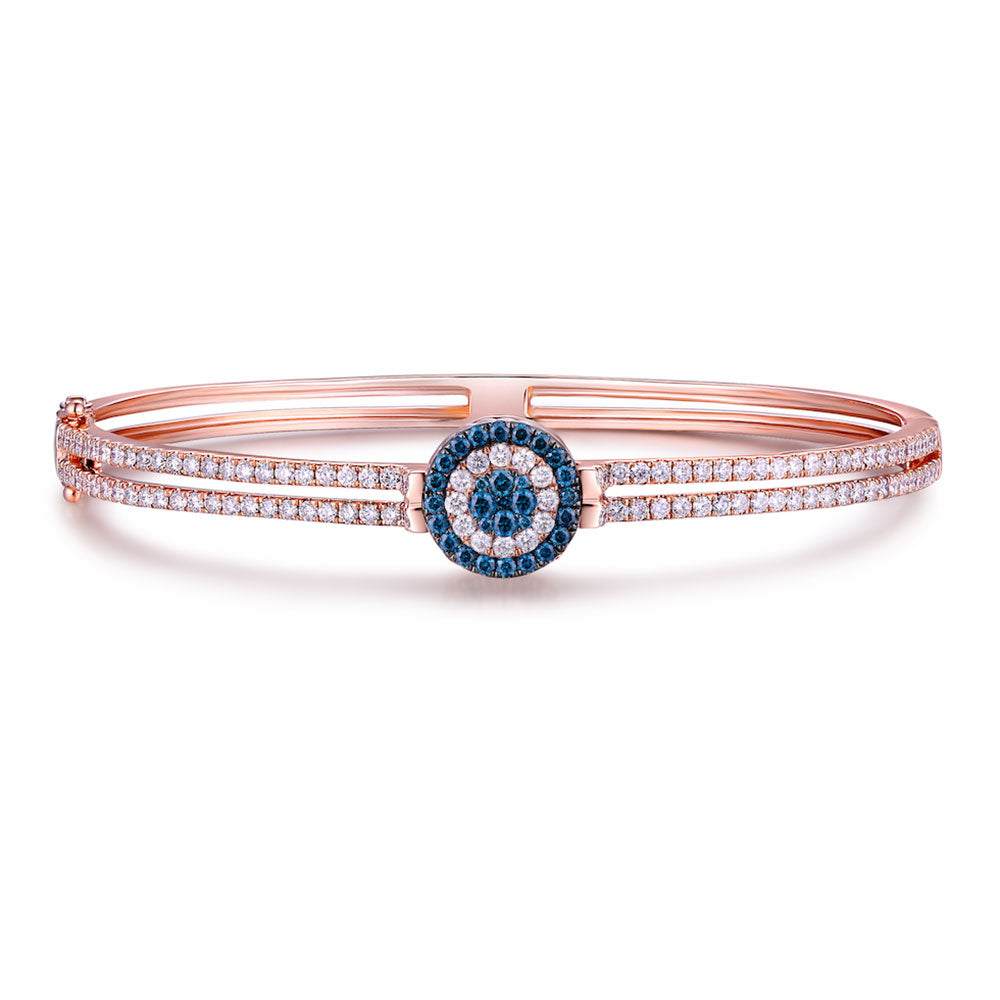 Flip White Gold Bangle with Brown and Blue Diamond