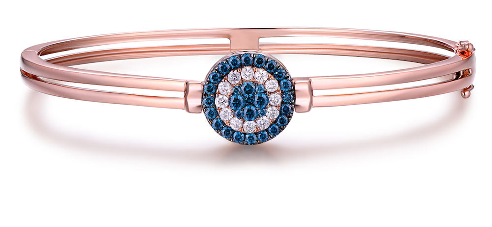 Flip Rose Gold Bangle with Blue and White Diamond