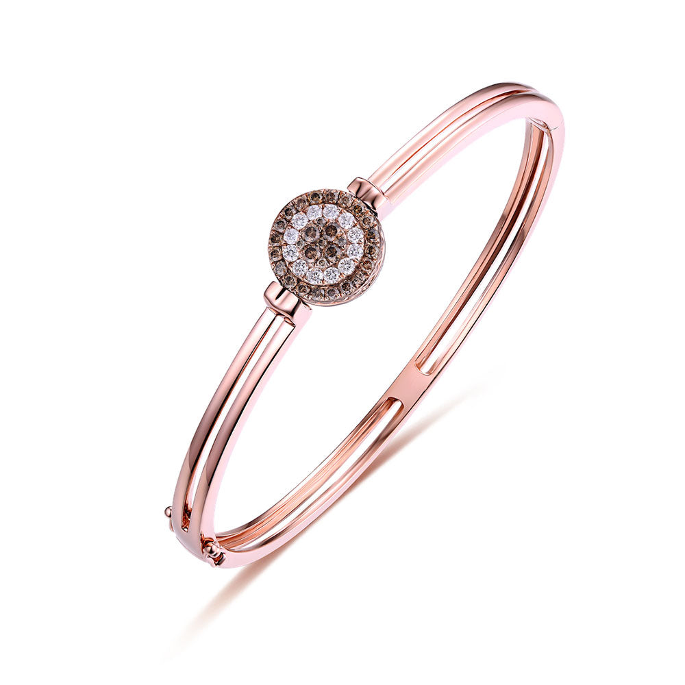Flip Rose Gold Bangle with Brown and White Diamond