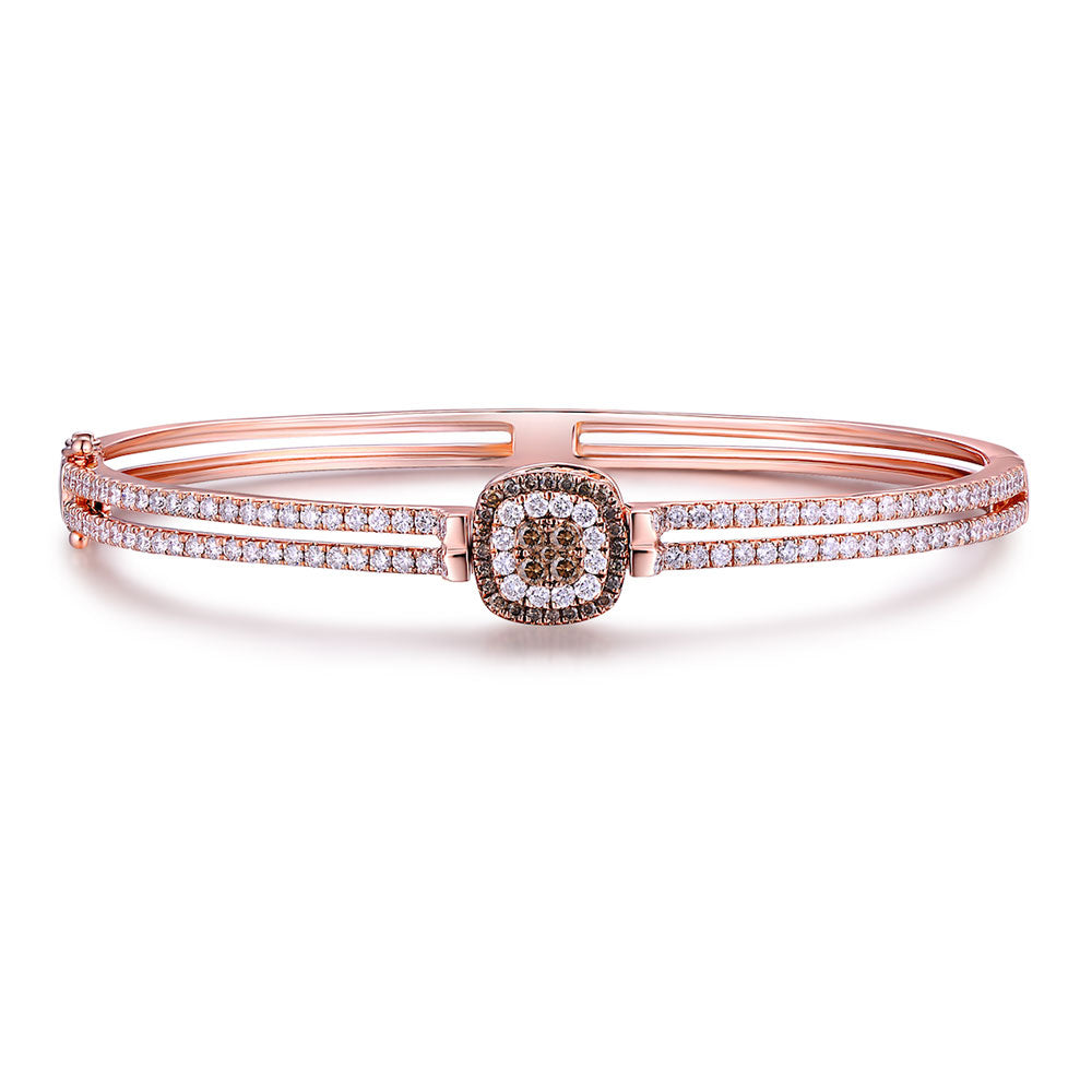 Flip Rose Gold Bangle with Brown and White Diamond