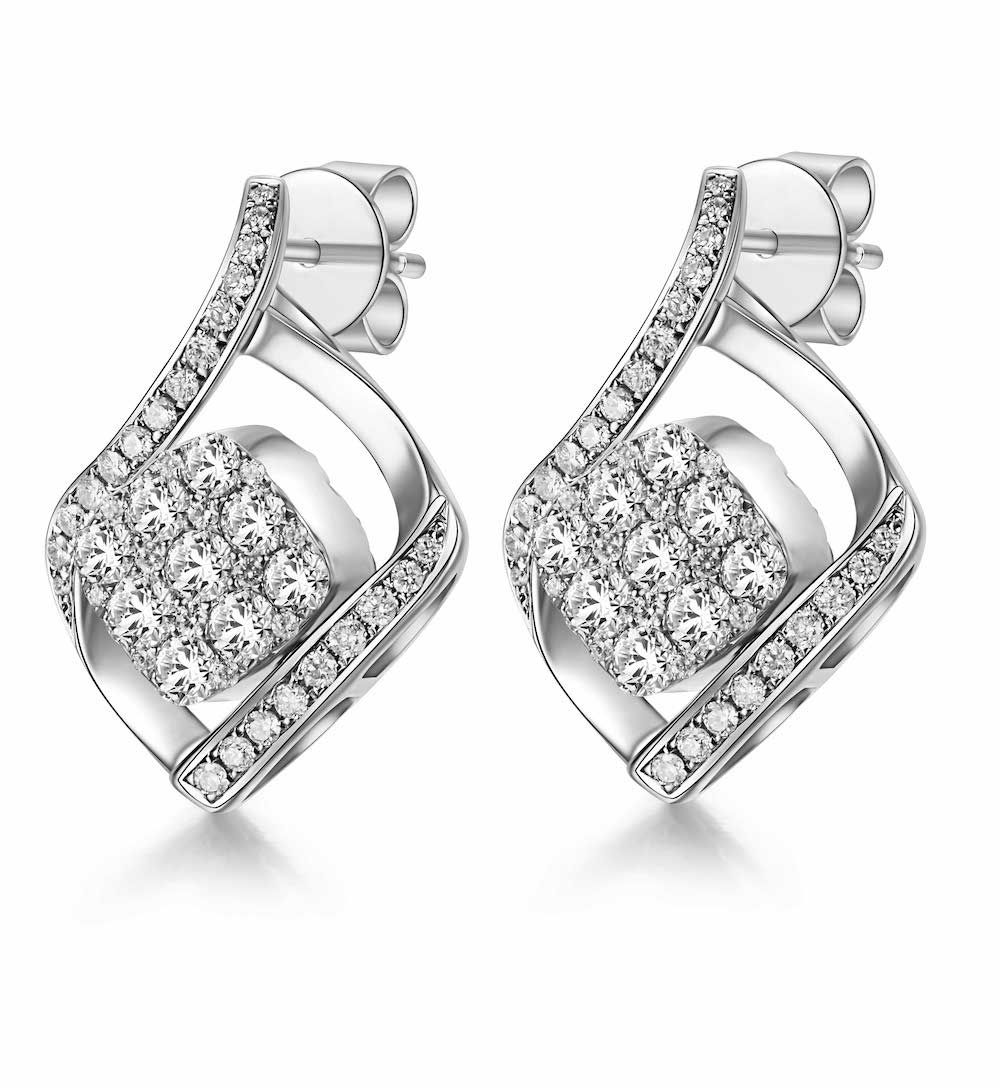 Flip White Gold Earring with Blue and White Diamond