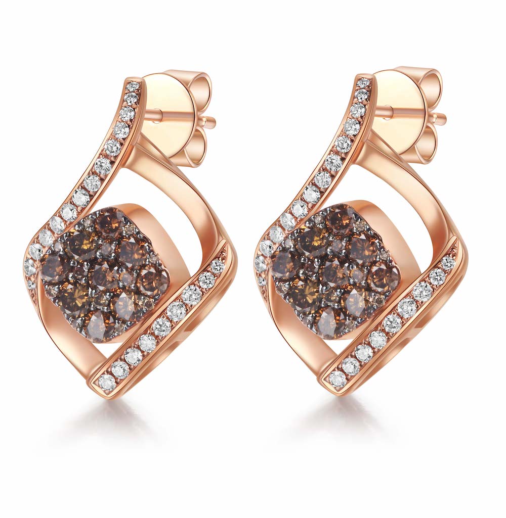 Flip White Gold Earring with Brown and Blue Diamond