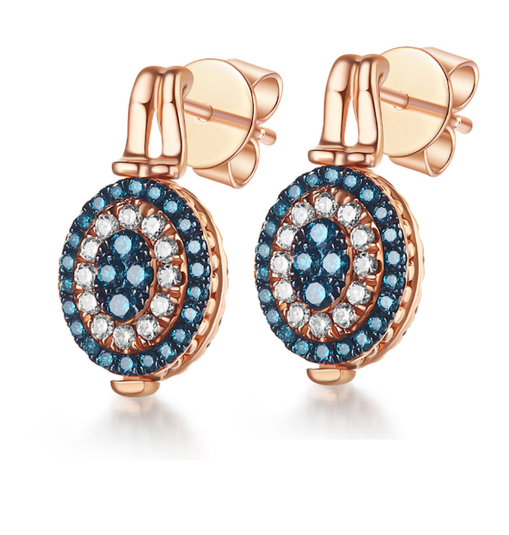 Flip Rose Gold Earring with Blue and White Diamond