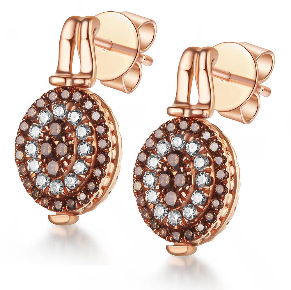 Flip Rose Gold Earring with Brown and Blue Diamond