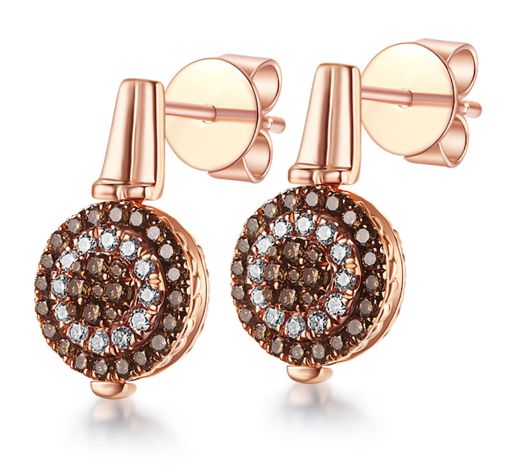 Flip Rose Gold Earring with Brown and Blue Diamond