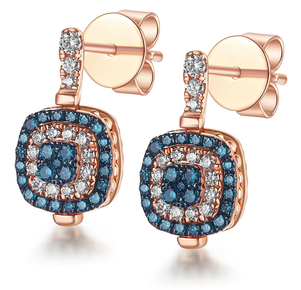Flip Rose Gold Earring with Blue and White Diamond
