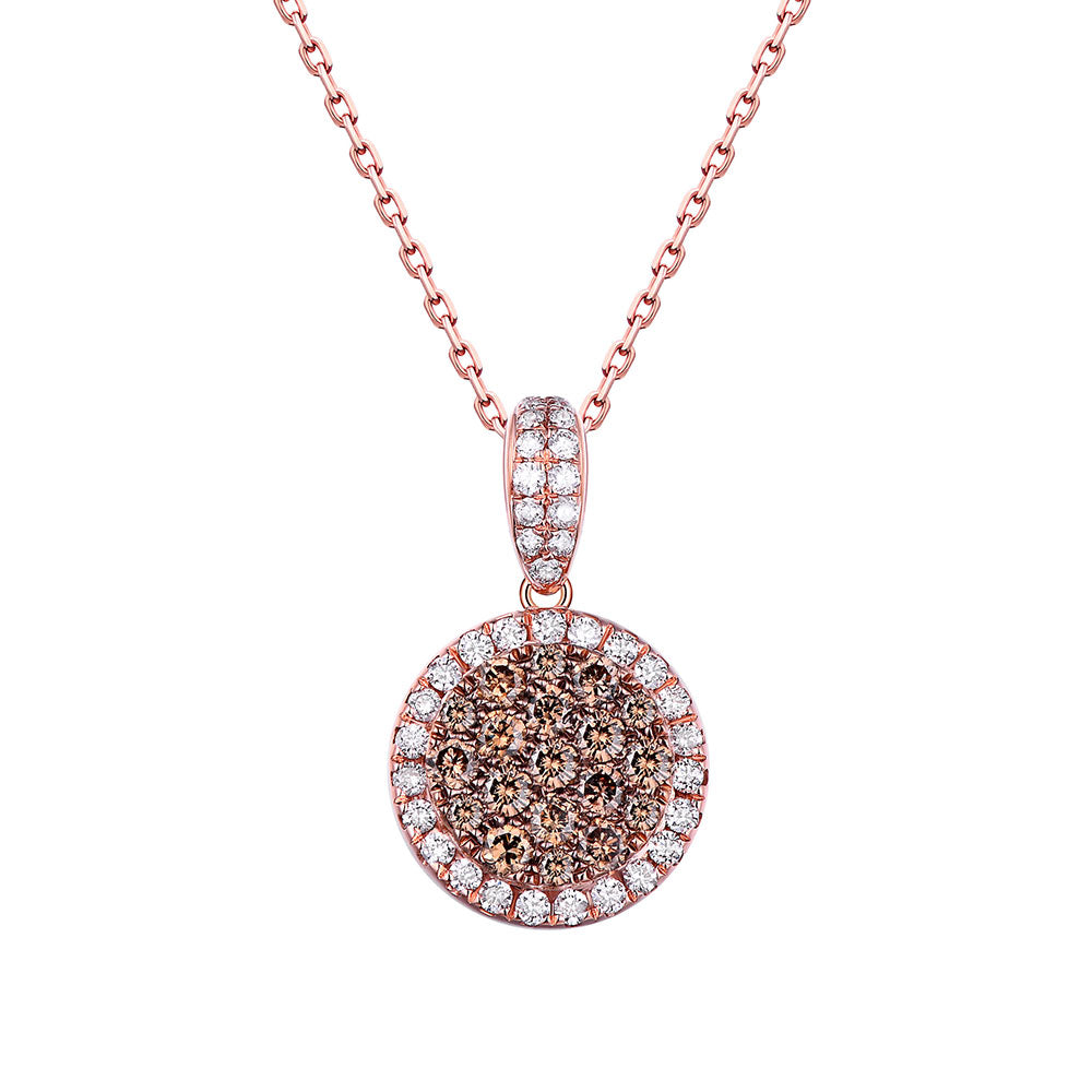 Flip Rose Gold Pendant with Brown and Blue Diamond