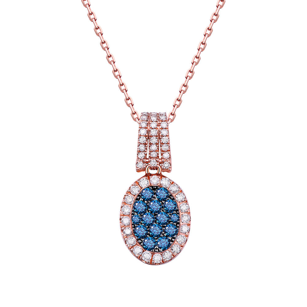 Flip Rose Gold Pendant with White and Blue Diamond
