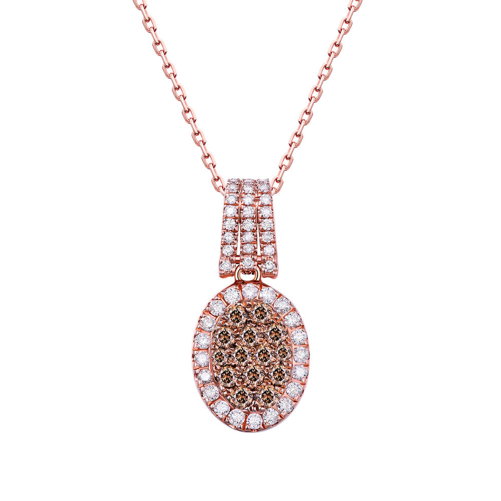 Flip Rose Gold Pendant with Brown and Blue Diamond