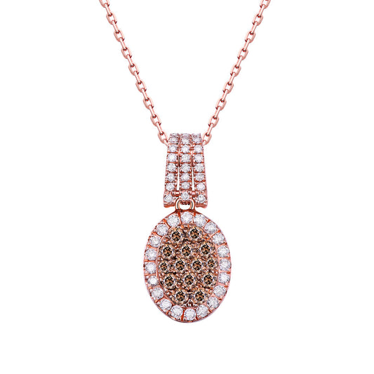 Flip Rose Gold Pendant with Brown and Blue Diamond