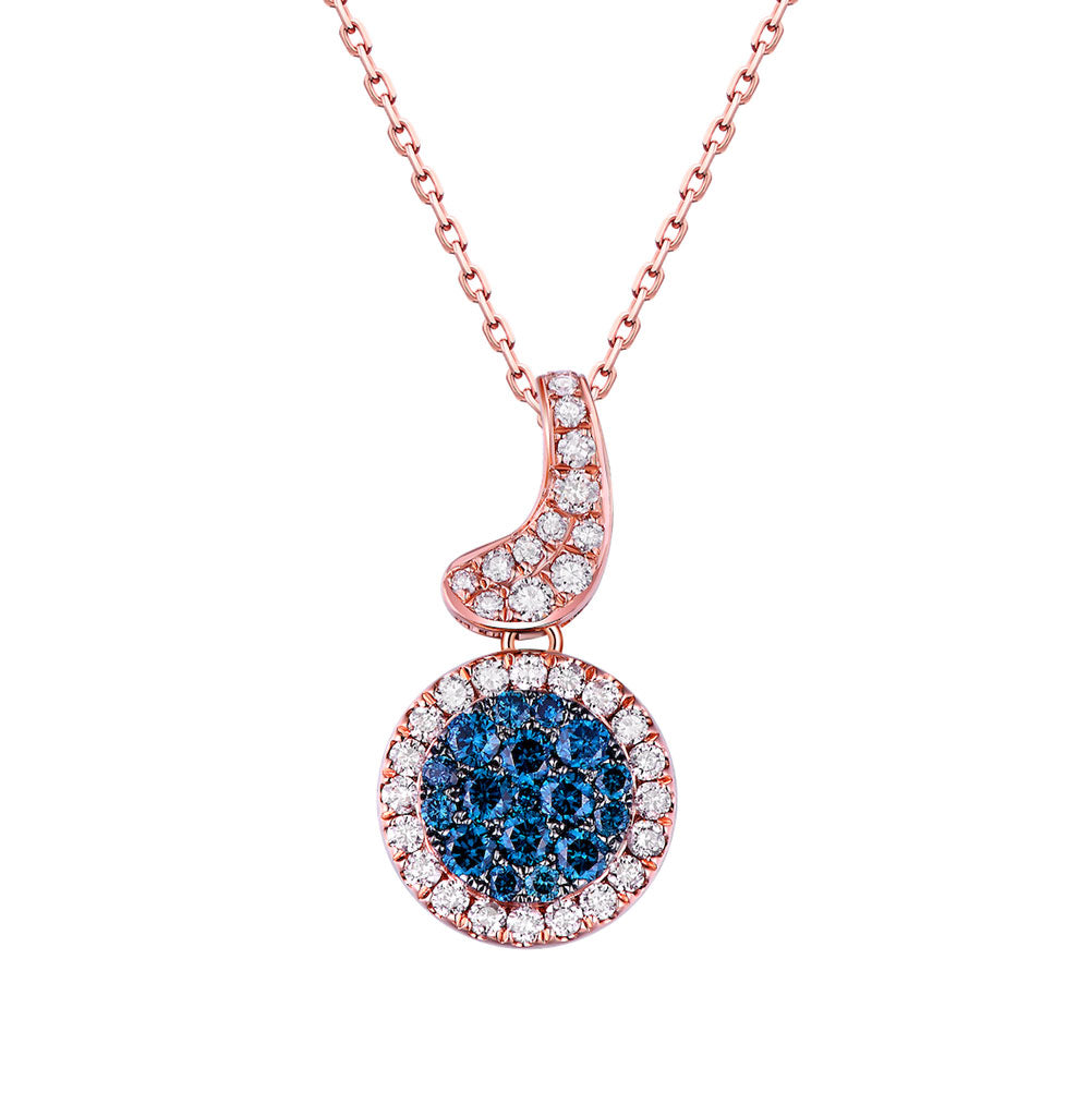 Flip Rose Gold Pendant with White and Blue Diamond