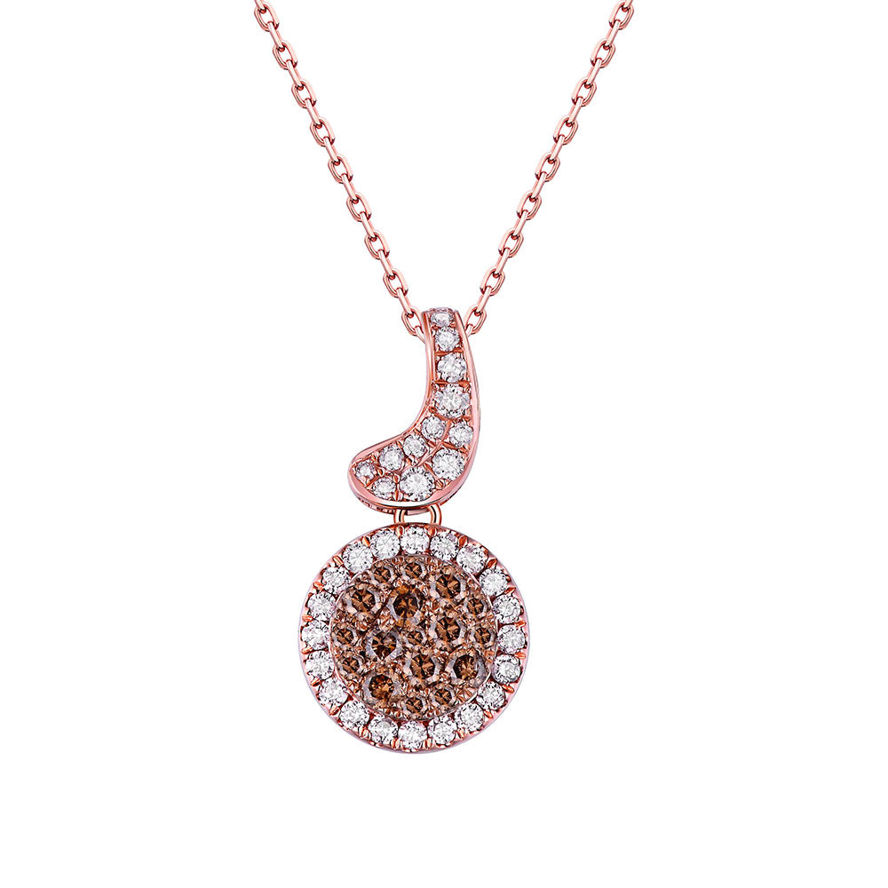 Flip Rose Gold Pendant with Brown and Blue Diamond