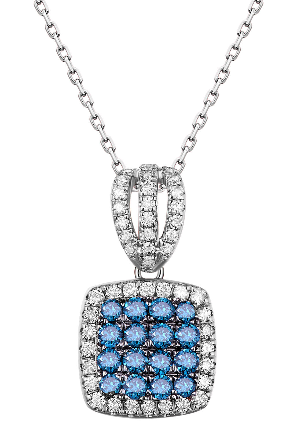Flip White Gold Pendant with White and Blue Diamond