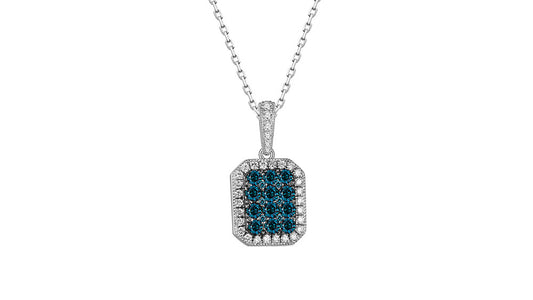 Flip White Gold Pendant with Blue and White Diamond