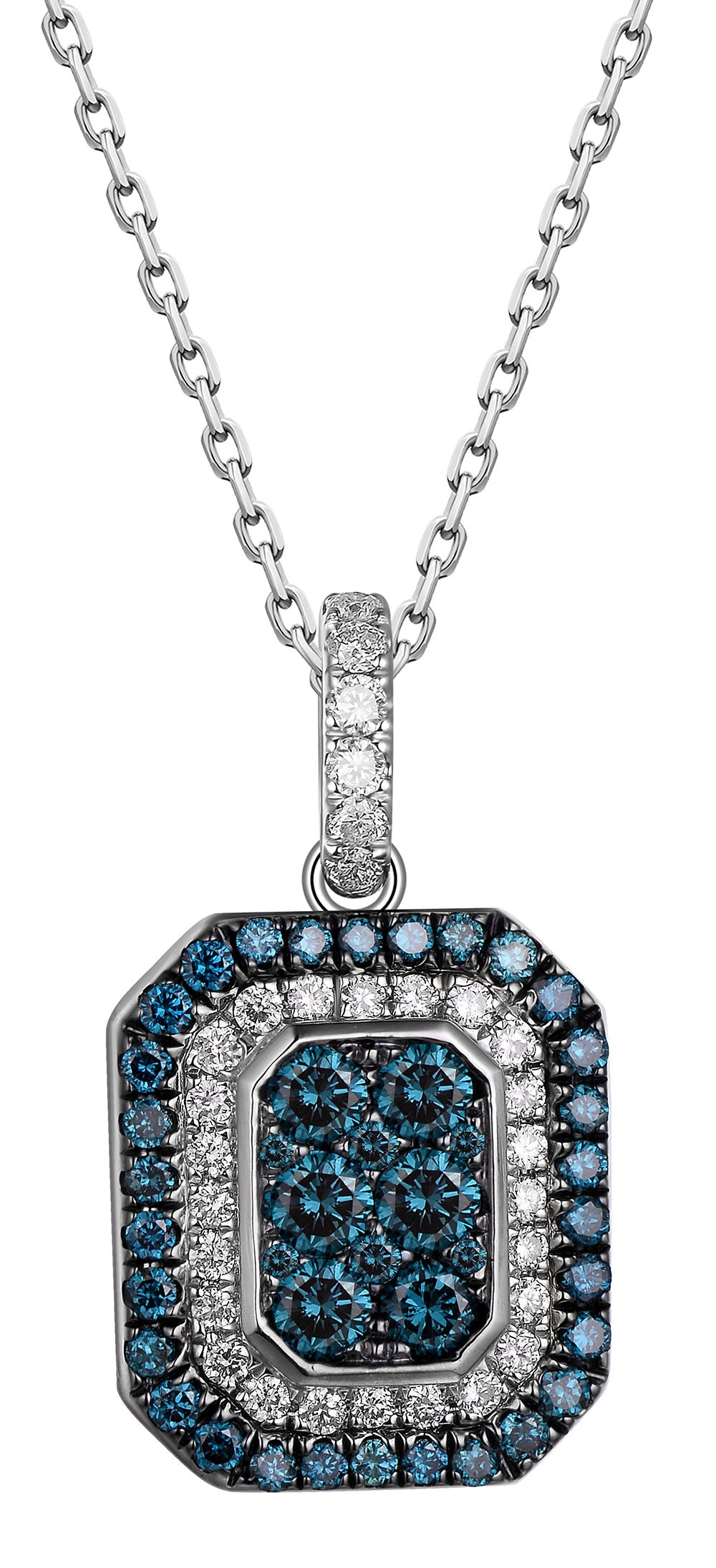 Flip White Gold Pendant with Blue and White Diamond