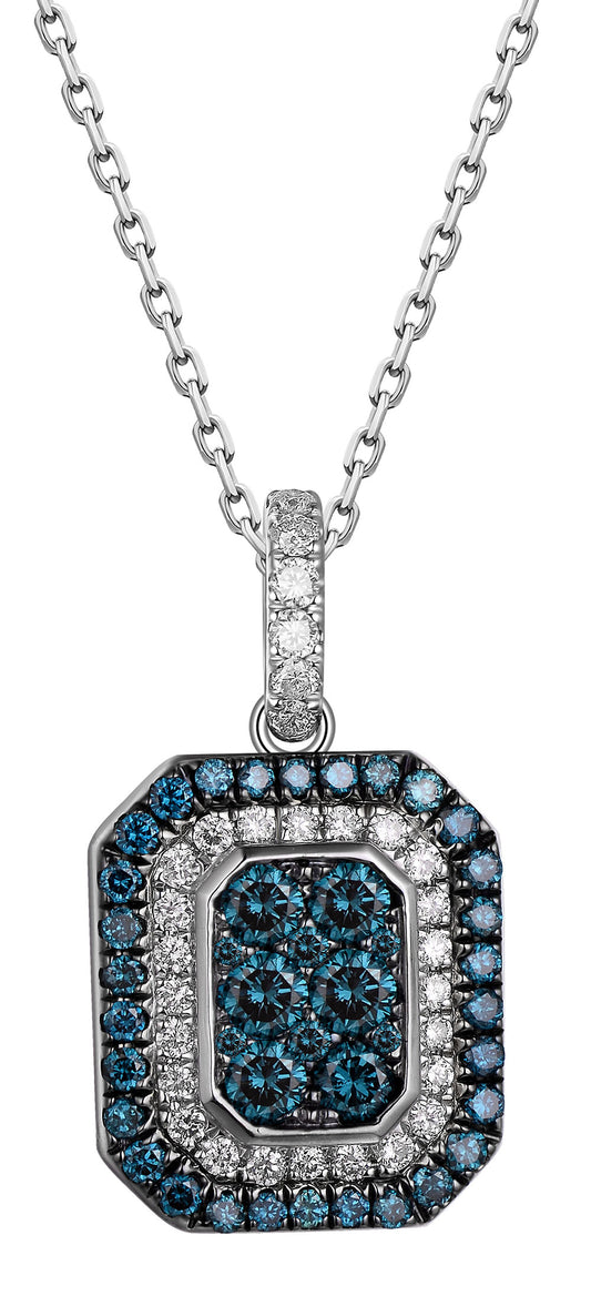 Flip White Gold Pendant with Blue and White Diamond