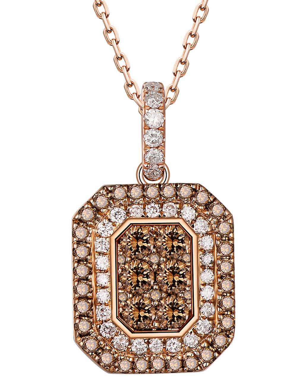 Flip Rose Gold Pendant with Brown and White Diamond