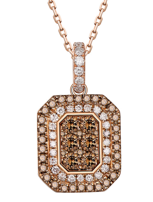 Flip Rose Gold Pendant with Brown and White Diamond
