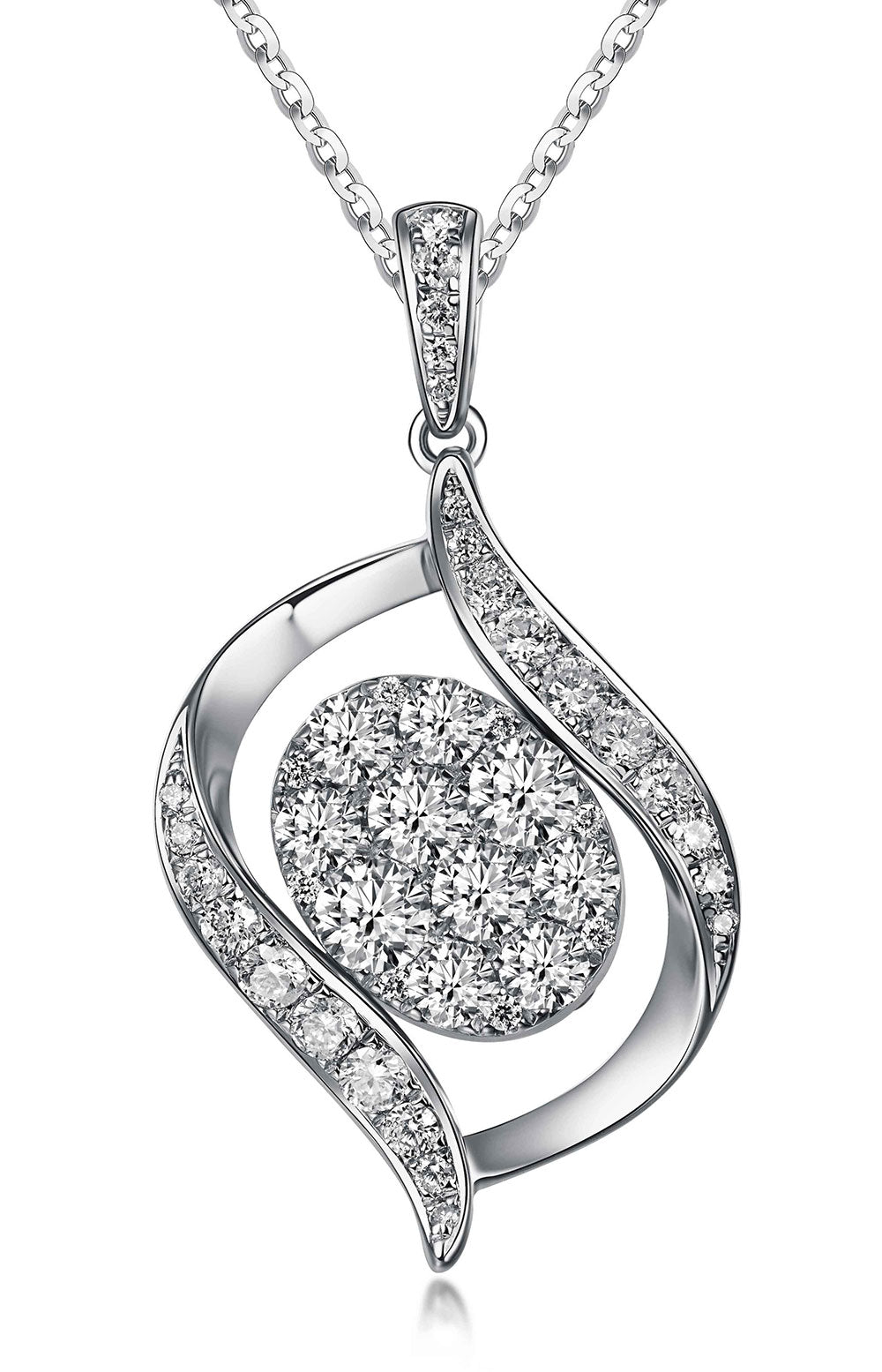 Flip White Gold Pendant with Blue and White Diamond