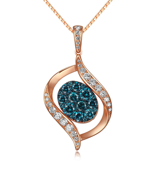 Flip Rose Gold Pendant with Brown and Blue Diamond