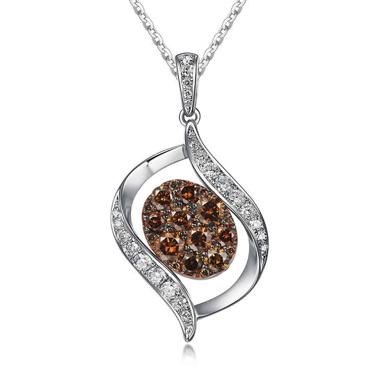 Flip White Gold Pendant with Brown and Blue Diamond