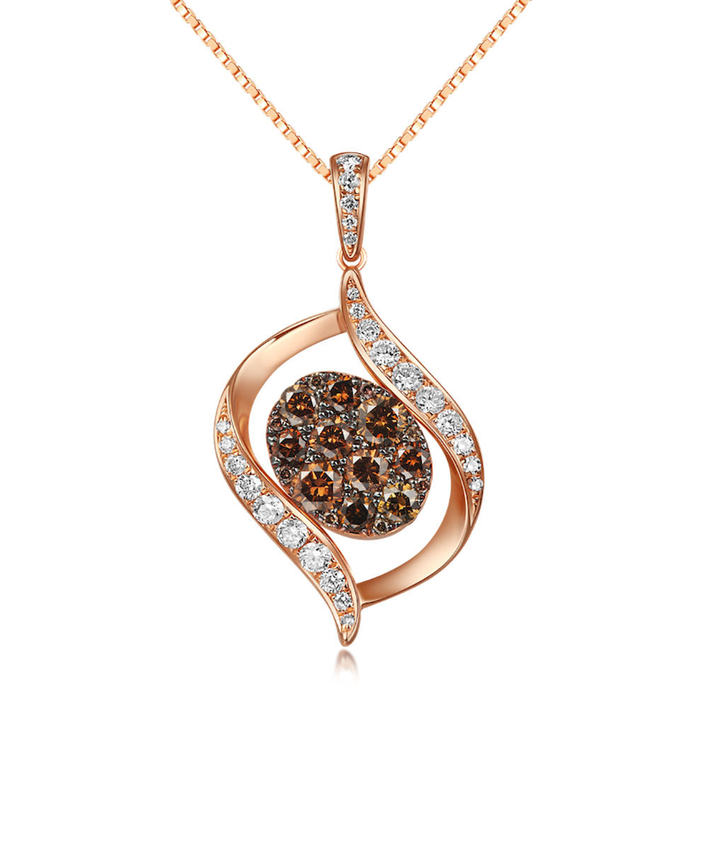 Flip Rose Gold Pendant with Brown and White Diamond