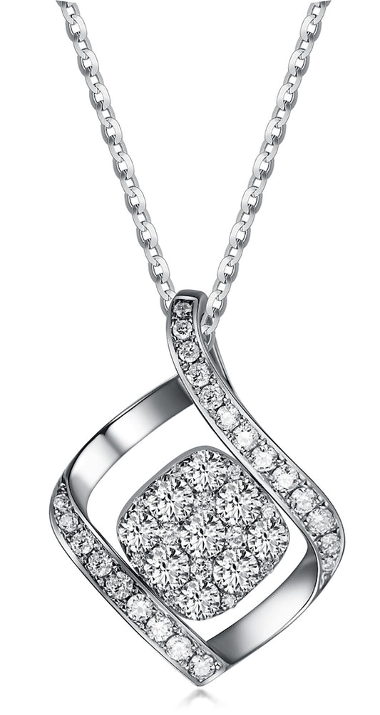 Flip White Gold Pendant with Blue and White Diamond