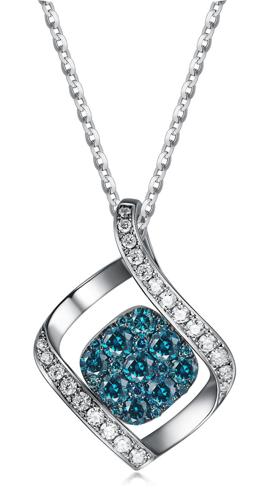 Flip White Gold Pendant with Brown and Blue Diamond