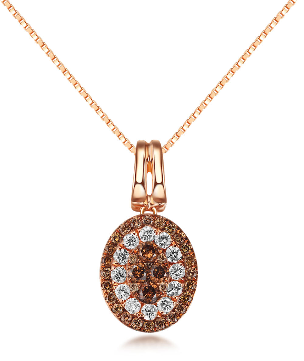 Flip Rose Gold Pendant with Brown and Blue Diamond
