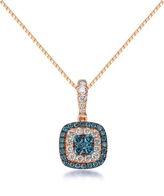 Flip Rose Gold Pendant with Blue and White Diamond