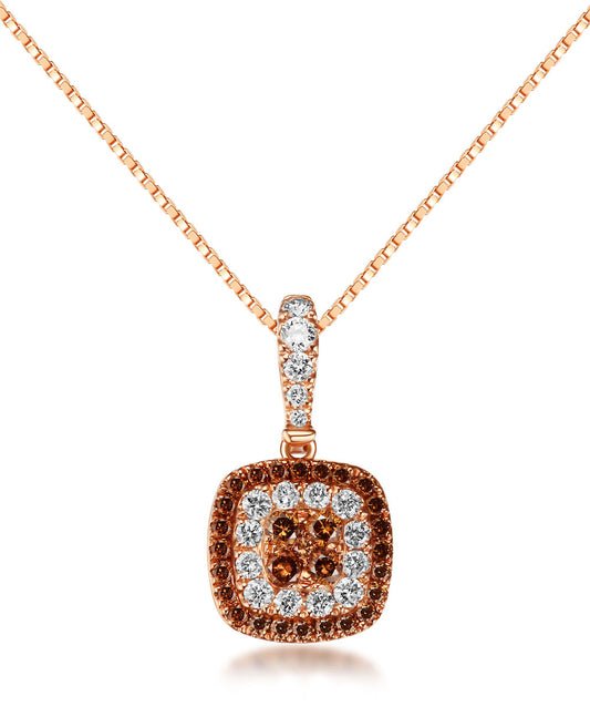 Flip Rose Gold Pendant with Brown and Blue Diamond