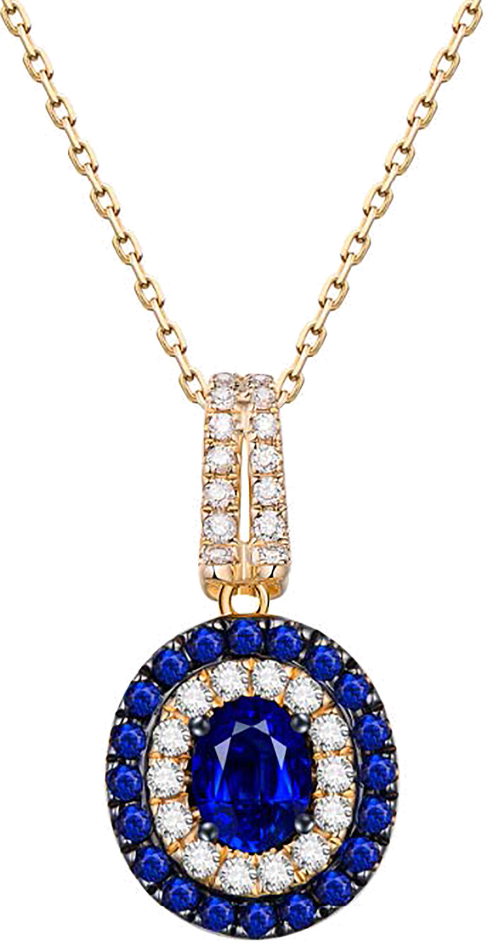 Flip White Gold Pendant with Blue Sapphire and White Diamond