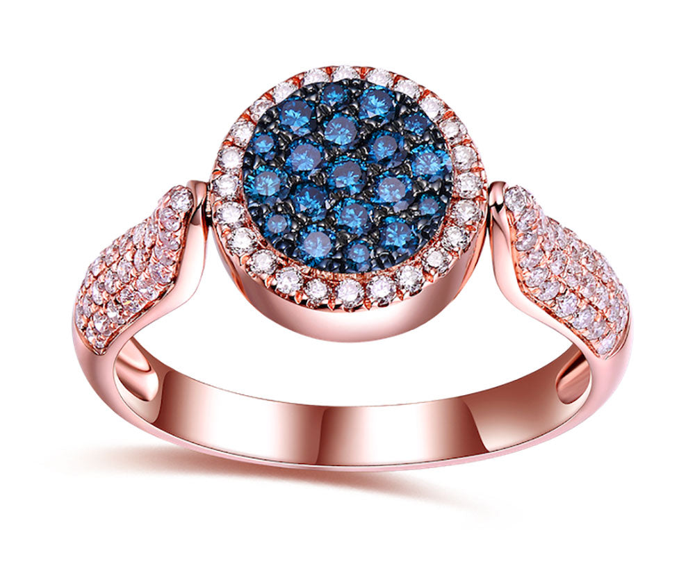 Flip Rose Gold Ring with White and Blue Diamond